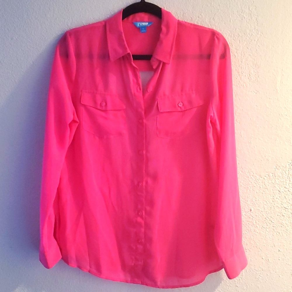 Pink Blouse Long Sleeve Open Back